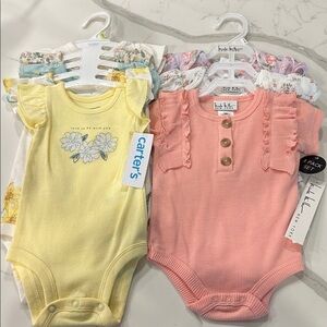 Carter's Yellow and Pink Bodysuits